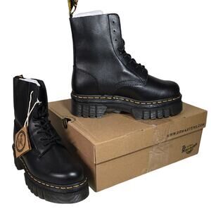 Dr. Martens Audrick 8 Eye Black Platform Combat Boots Womens Size 8 NEW